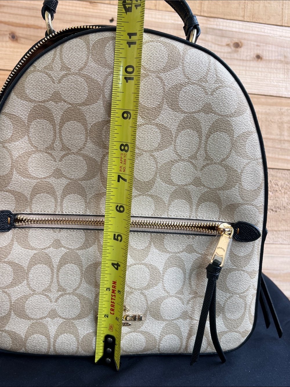Coach Beige Signature Mini Backpack with Black Trim - Picture 6 of 8